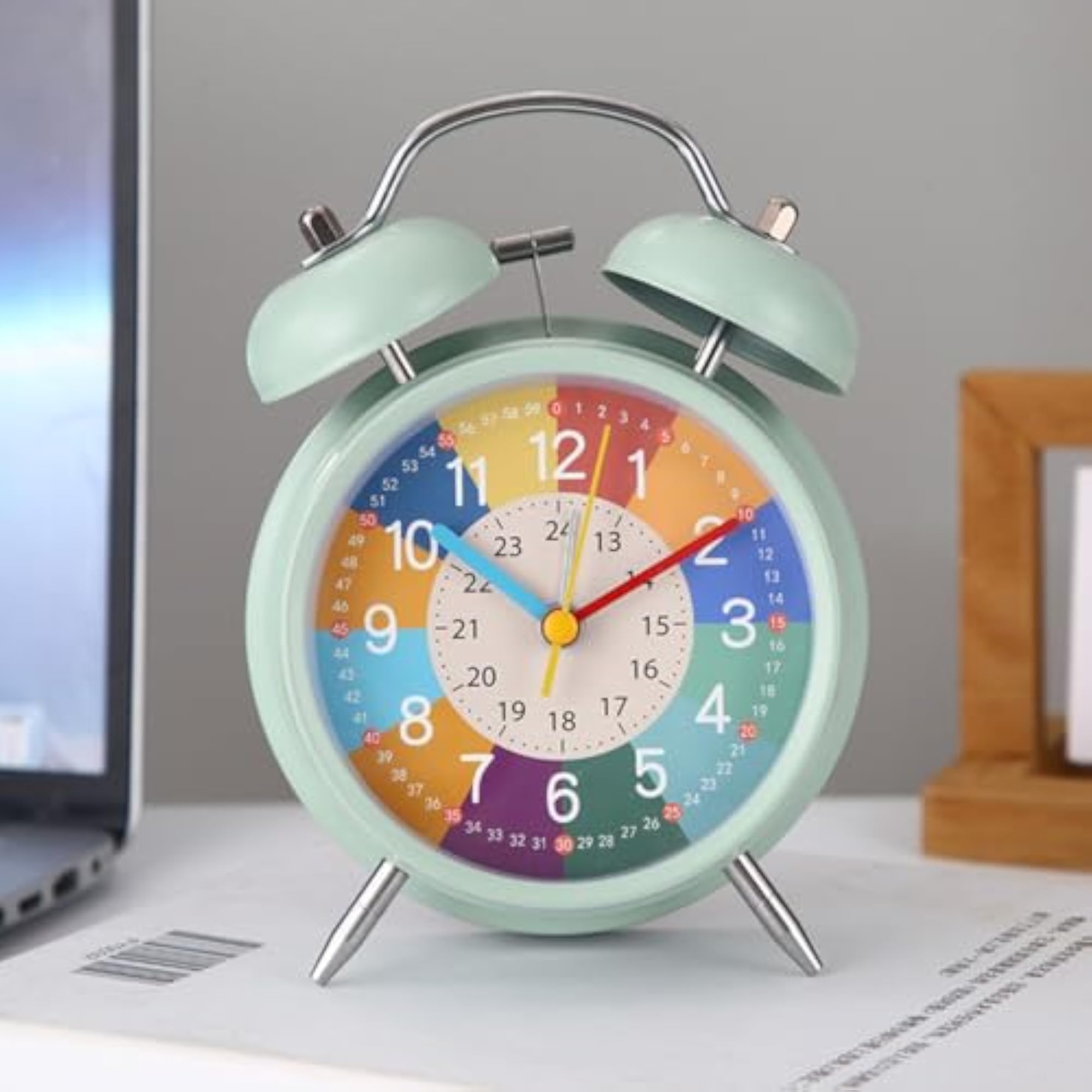 Kids Learning Alarm Clock, Colorful Analog Twin Bell Clock